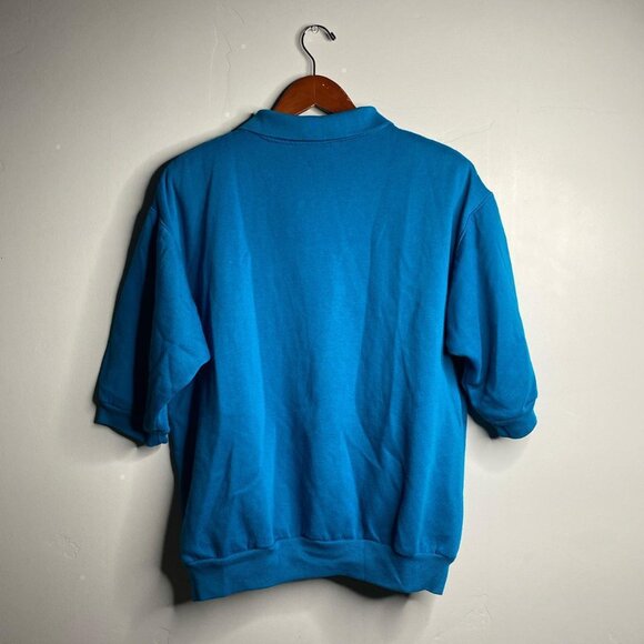 90’s vintage blue short sleeved sweater shirt about a size large - Picture 2 of 4